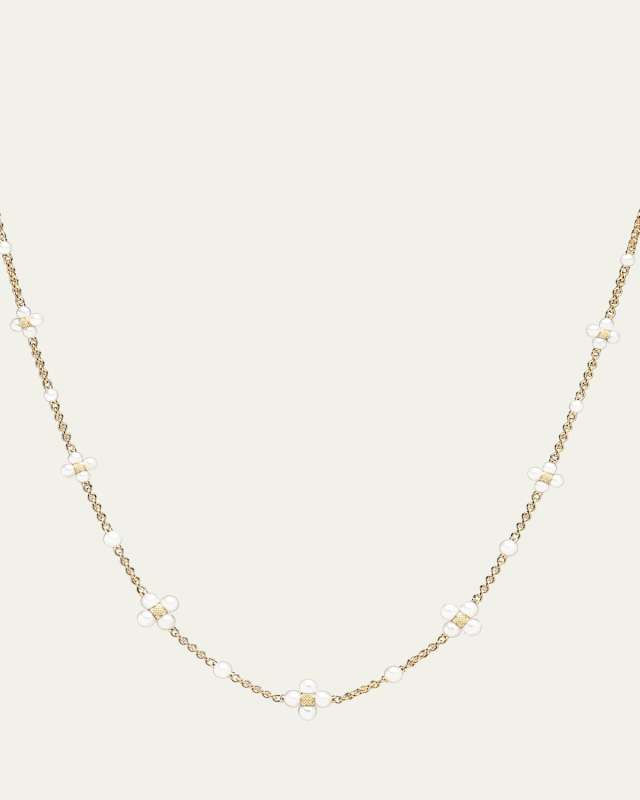 Sequence Pearl Necklace in 18k Yellow Gold, 18"